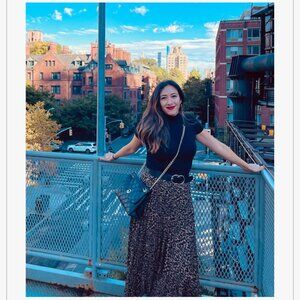 Long Leopard Print Pleated, Skirt Max Studio, Size M